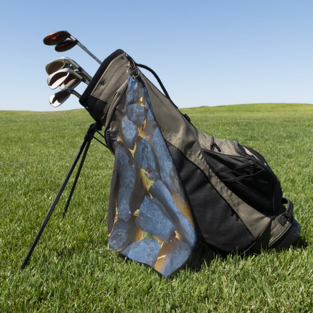 A stone wall built in Croatian style   Golf Towel (Green)