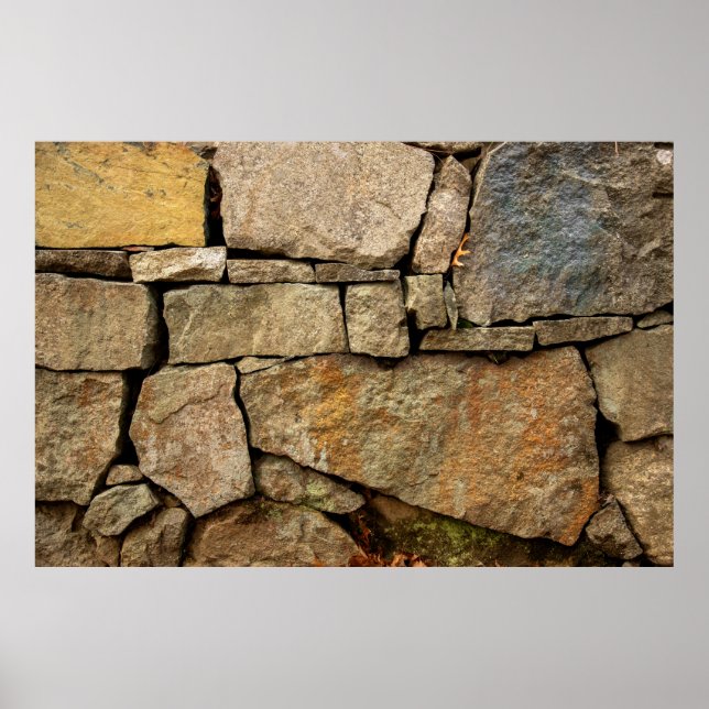 A stone wall made of cobblestones background textu poster (Front)