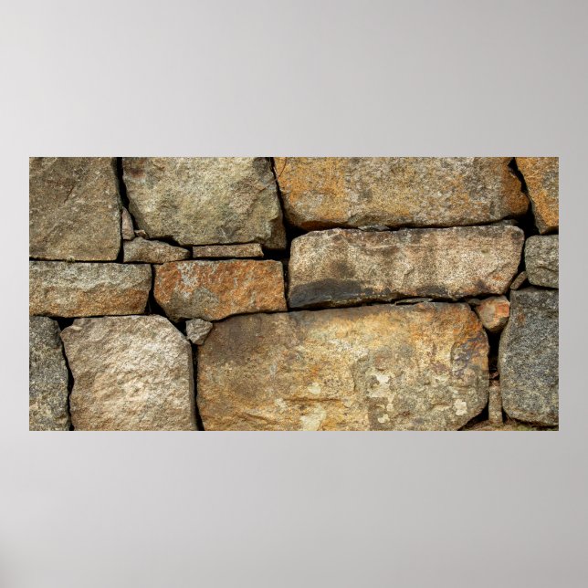 A stone wall made of cobblestones background textu poster (Front)