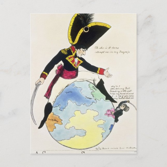 A Stoppage to a Stride over the Globe, 1803 Postcard (Front)