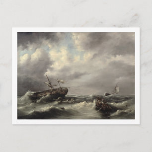A Storm at Sea (oil on panel) Postcard