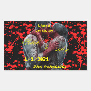 a story of war and love bloody wedding invitation sticker