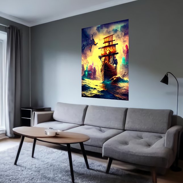 A strange  ship on the sea | AI Art Poster (Creator Uploaded)