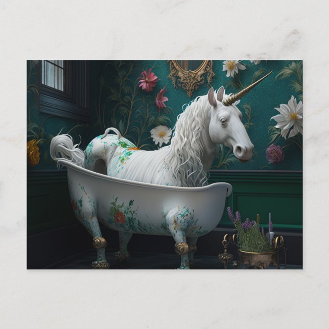 A Strange Sight in The Bathroom Unicorn Postcard (Front)