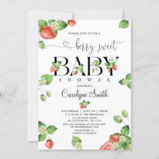 A Strawberry Berry Sweet Baby Shower Invitation
