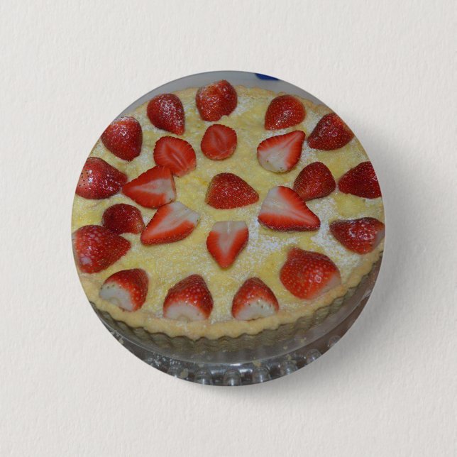 A strawberry cake 2 inch round button (Front)