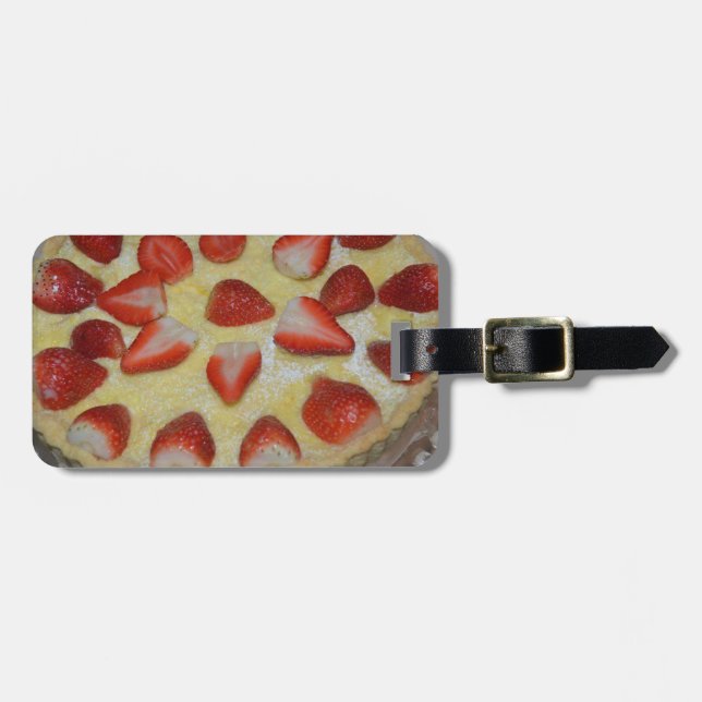 A strawberry cake luggage tag (Front Horizontal)