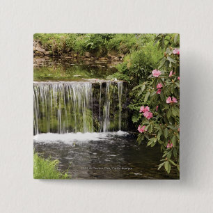 A Stream And Waterfall In Dartmoor National Park 2 Inch Square Button