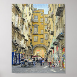 A Street in Naples, Italy Design Poster Print