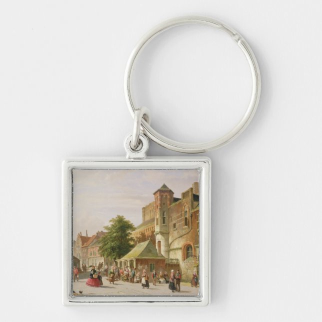 A Street Scene in Amsterdam Keychain (Front)