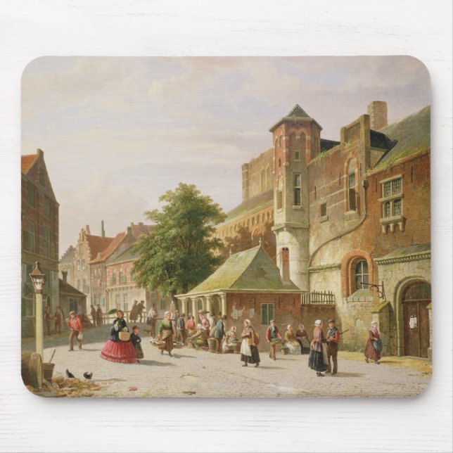 A Street Scene in Amsterdam Mouse Pad (Front)