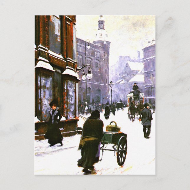 A Street Scene in Winter, Copenhagen Postcard (Front)