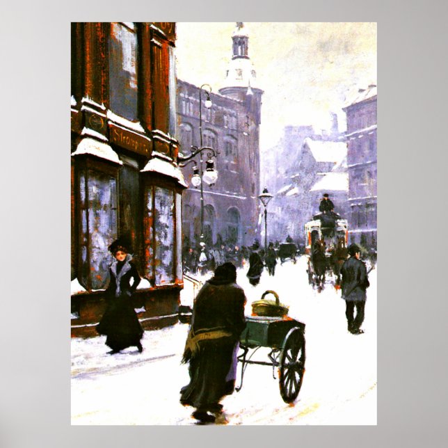 A Street Scene in Winter, Copenhagen Poster (Front)