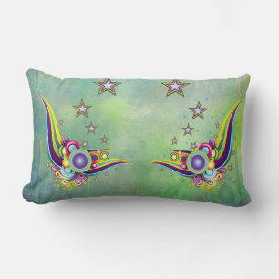 A Striking aquamarine abstract Lumbar Pillow
