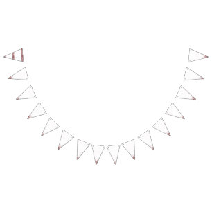 A striking blue and pink floral motif contrasted a bunting flags