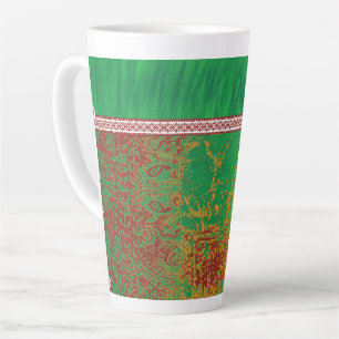 A striking Indian-style scarf with a blend of gree Latte Mug