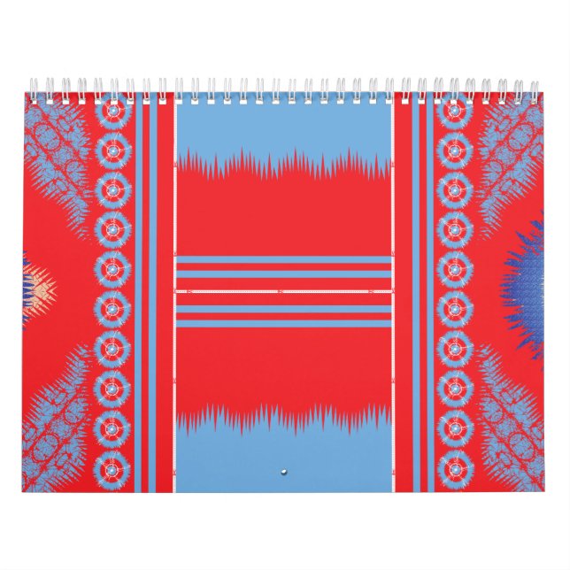 A striking pattern of red and blue, elegantly fram calendar (Cover)