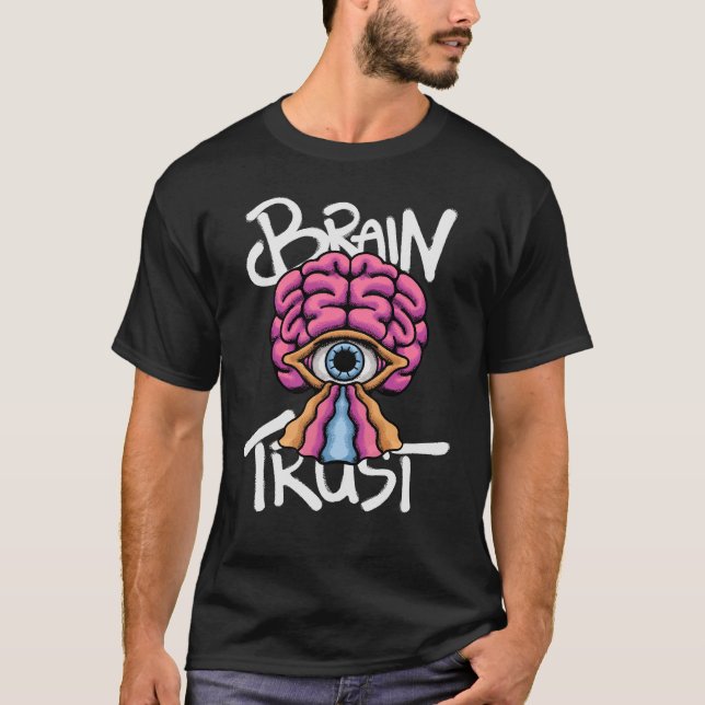 A striking Surreal Brain and Eye streetwear design T-Shirt (Front)