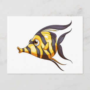 A stripe-coloured fish postcard