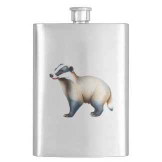 A striped badger hip flask