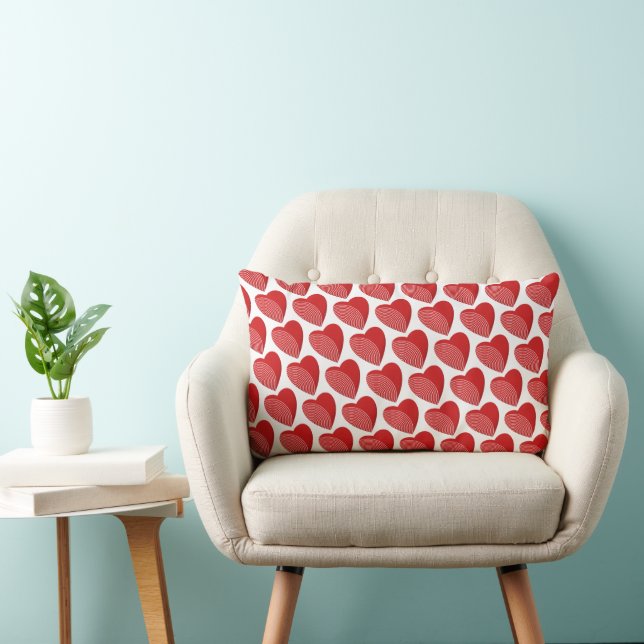 A Striped Red Heart  Lumbar Pillow (Chair)