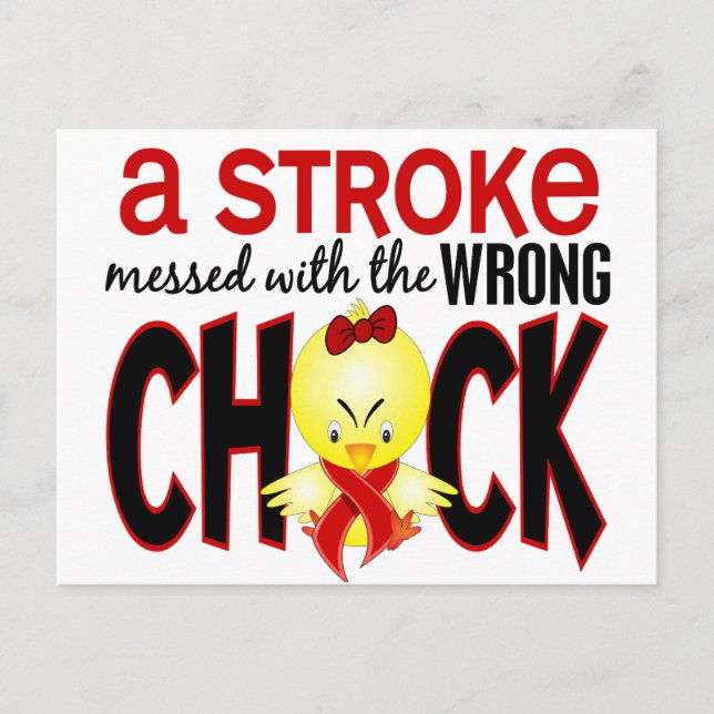 A Stroke Messed With The Wrong Chick Postcard (Front)