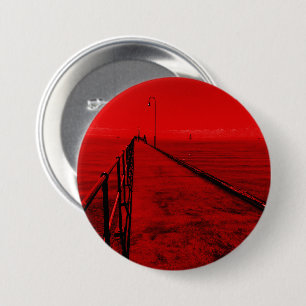 A stroll along the pier at the seaside 3 inch round button