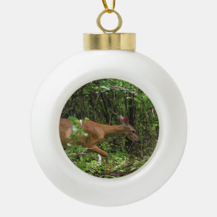 A Stroll Through the Woods Ceramic Ball Christmas Ornament
