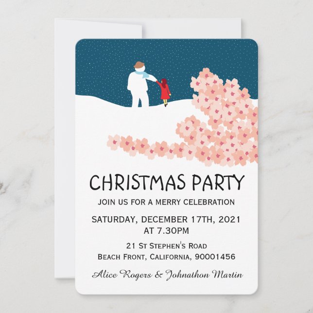 A Stroll With Snowman Christmas Party Invitation (Front)