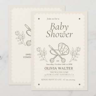 A Stroller Adventure   Gender Neutral Baby Shower Invitation
