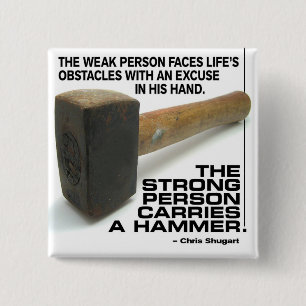A Strong Person Carries A Hammer - Gym Workout 2 Inch Square Button