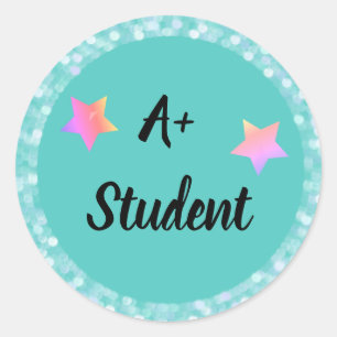 A+ Student with Stars Classic Round Sticker