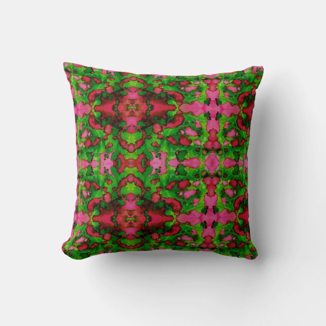 A Study in Pink & Green Throw Pillow (Front)