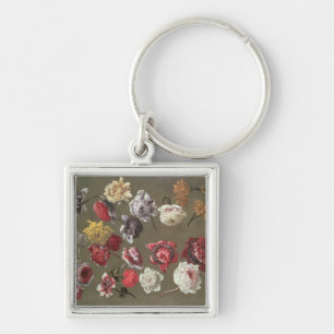 A Study of Peonies (oil on canvas) Keychain
