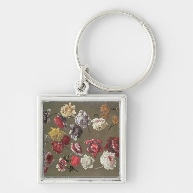 A Study of Peonies (oil on canvas) Keychain (Front)