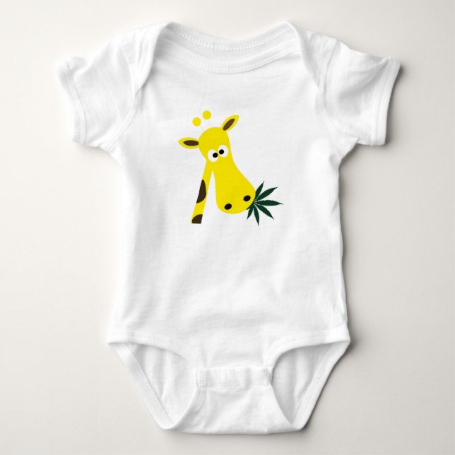 A stunned giraffe baby bodysuit (Front)