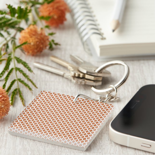 a Stunning Black White Geometric Pattern Design Keychain (Front Right)