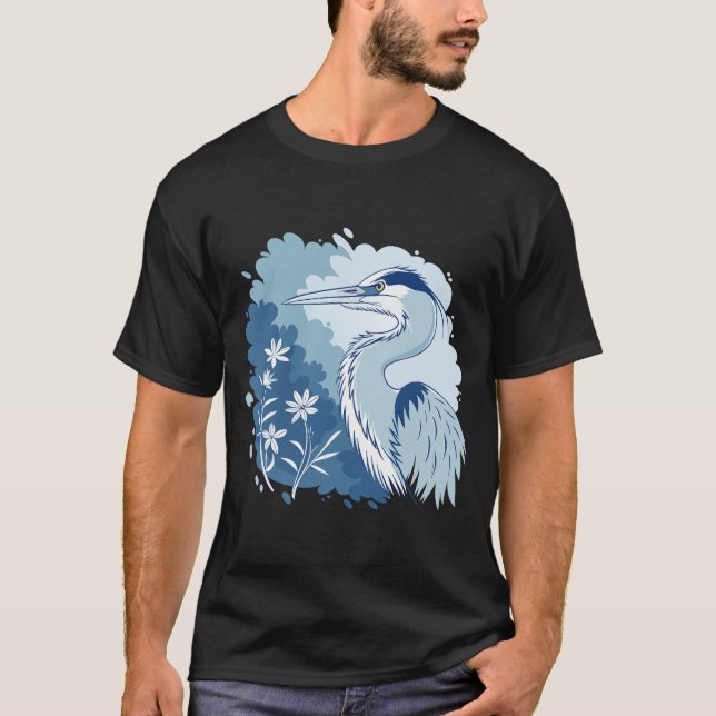 A Stunning Blue Heron Portrait T-Shirt (Front)
