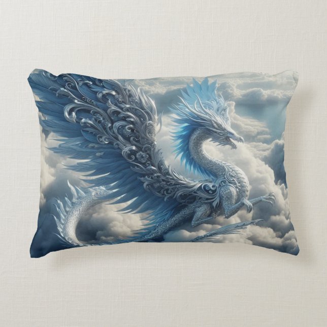 A Stunning Dragon Surrounded by Clouds  Accent Pillow (Front)
