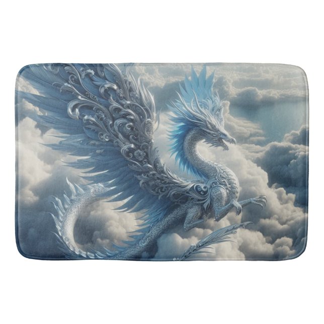A Stunning Dragon Surrounded by Clouds  Bath Mat (Front)