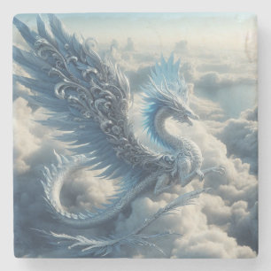 A Stunning Dragon Surrounded by Clouds  Stone Coaster