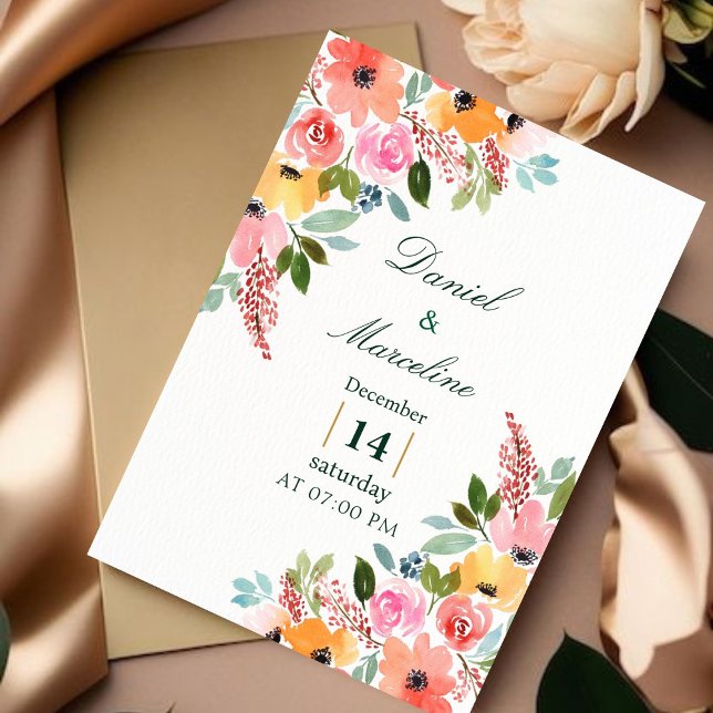 A Stunning Floral Wedding Invitation  (A Stunning Floral Wedding Invitation)