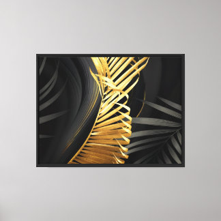 “A stunning golden leaf on a deep black background Canvas Print