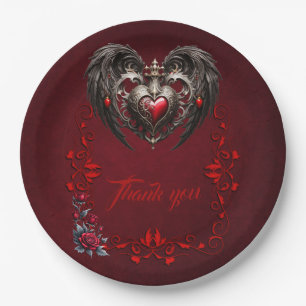 A stunning gothic heart paper plate