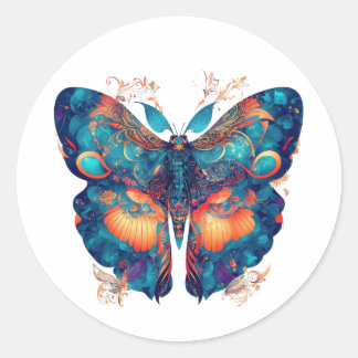 A stunning moth with intricate patterns classic round sticker