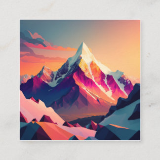 A stunning sunset over colourful snowy mountains. square business card