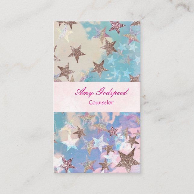 a stylish business card with shining stars (Front)