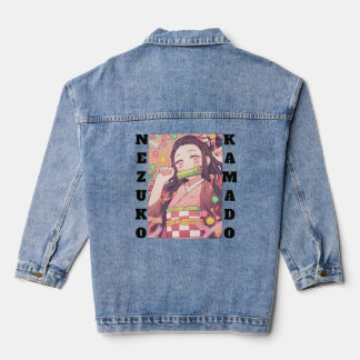 A stylish, modern denim featuring Nezuko Denim Jacket