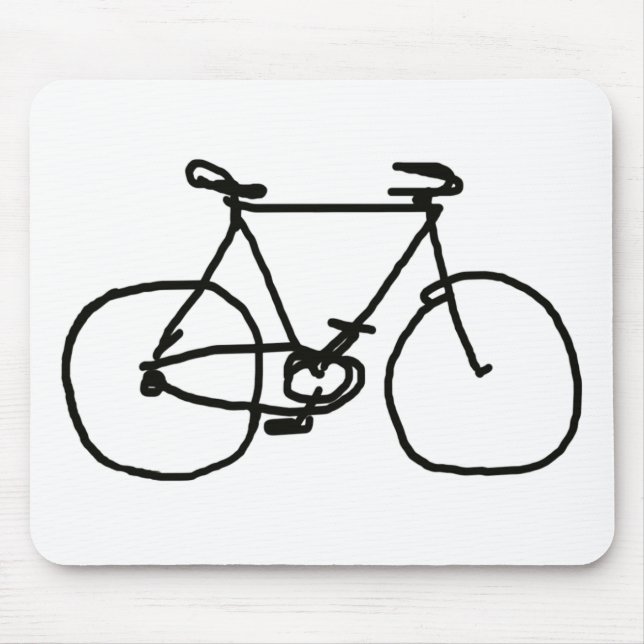 a stylized black bicycle mouse pad (Front)