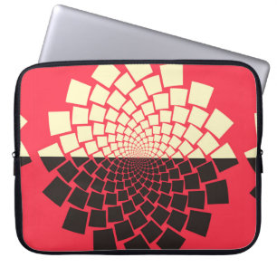 A stylized flower emerging from water, or a rising laptop sleeve